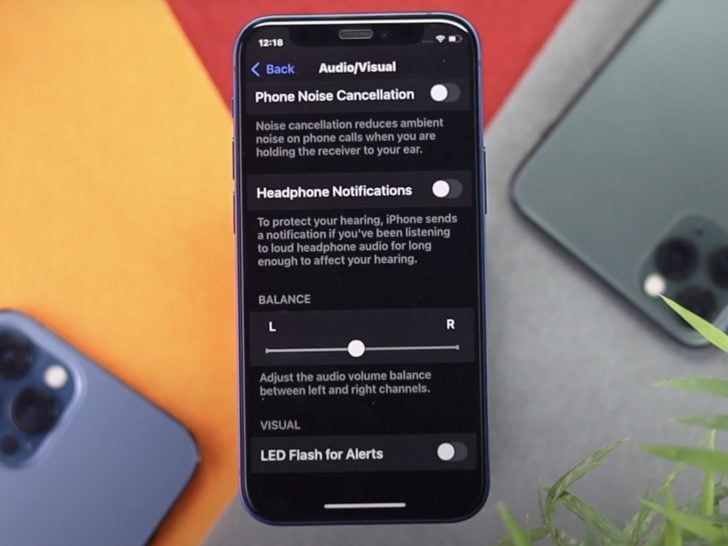 Photo of audio/visual balance feature on iphone