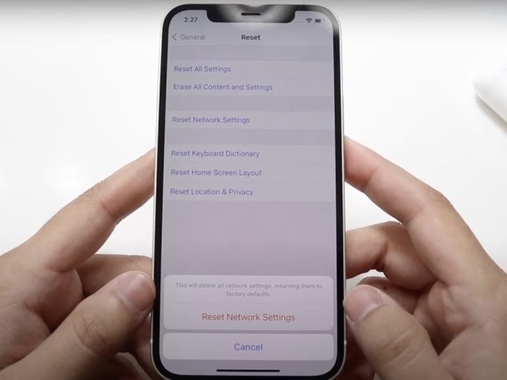 Photo of resetting network settings on iphone