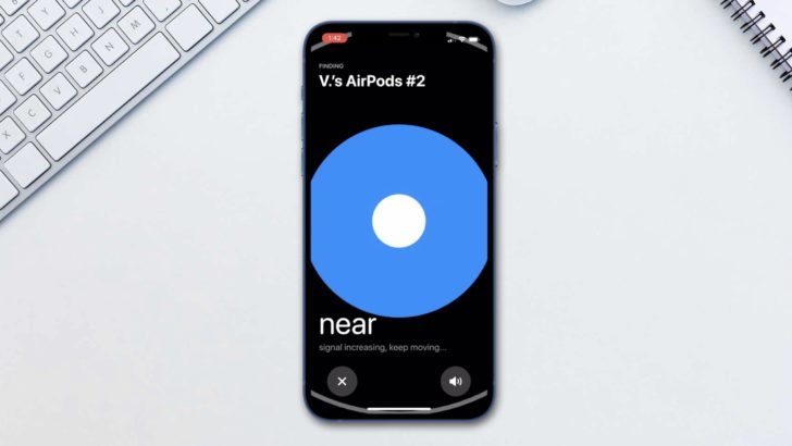 Photo of iphone searching airpods using the find my app