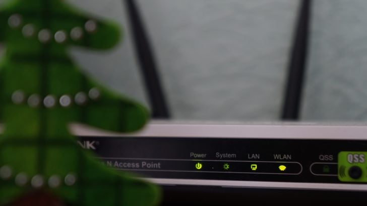 Photo of wifi router with led lights on