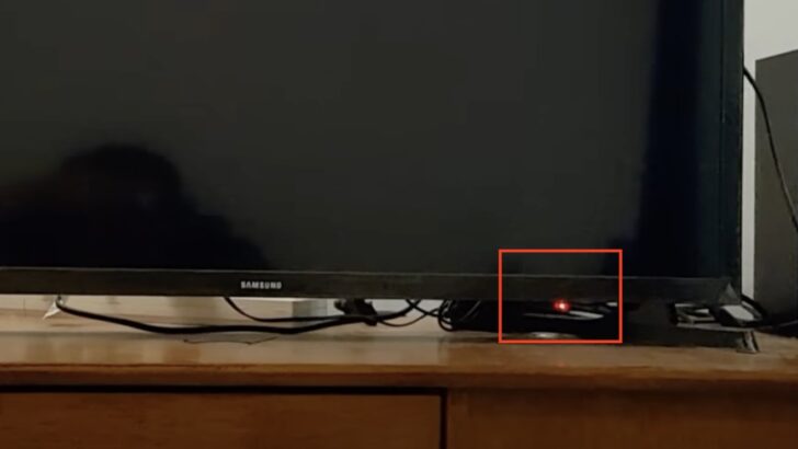 Photo of samsung tv with red standby LED light on