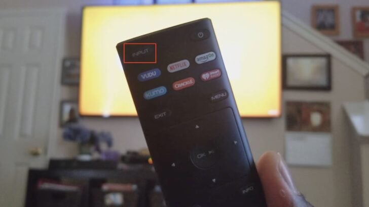 Photo of person holding vizio tv remote