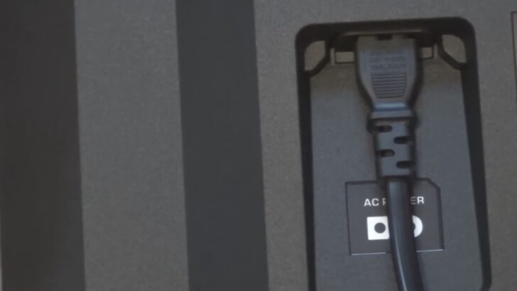 Photo of power cable connected at the back of vizio tv