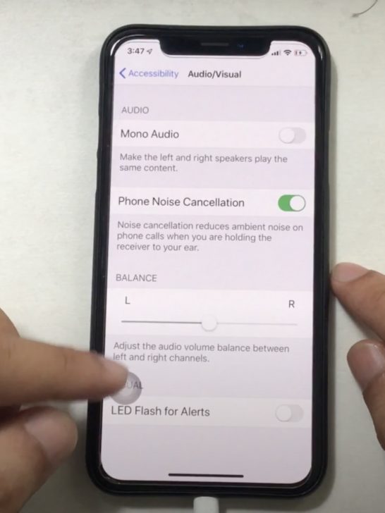 Photo of audio/visual balance setting in iphone