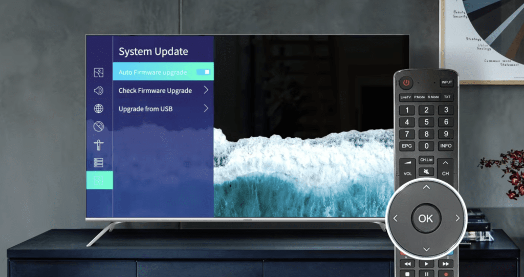 Photo of the Firmware Upgrade settings in a Hisense TV