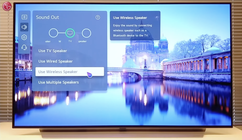 Photo of the Sound Out settings on an LG TV