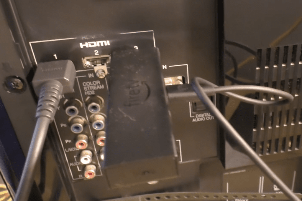 Photo of an Amazon Firestick plugged into a different HDMI port