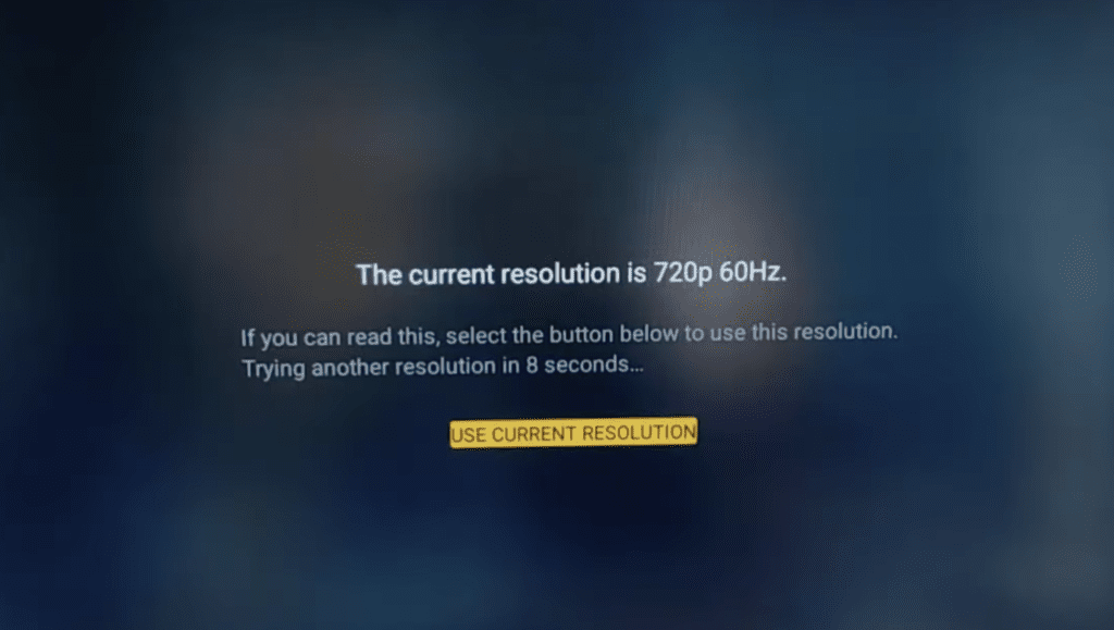 Photo of an Amazon Fire Stick cycling through different resolutions