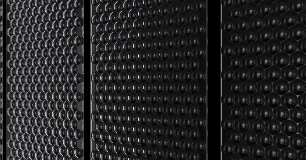 Photo of the convex microscopic lenses inside an MLA-OLED TV