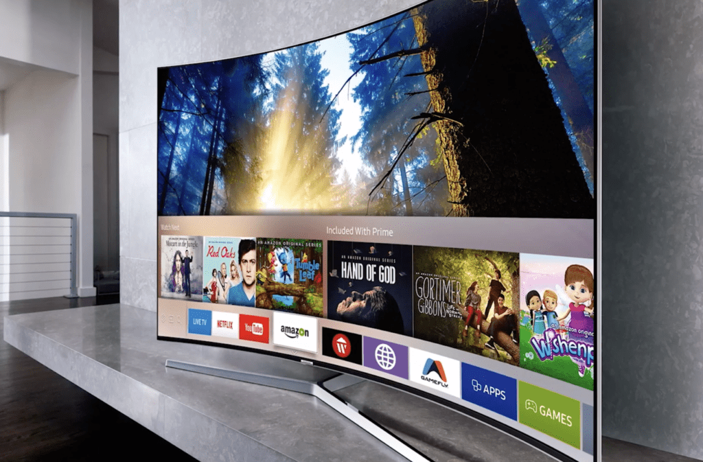 Photo of a curved screen TV
