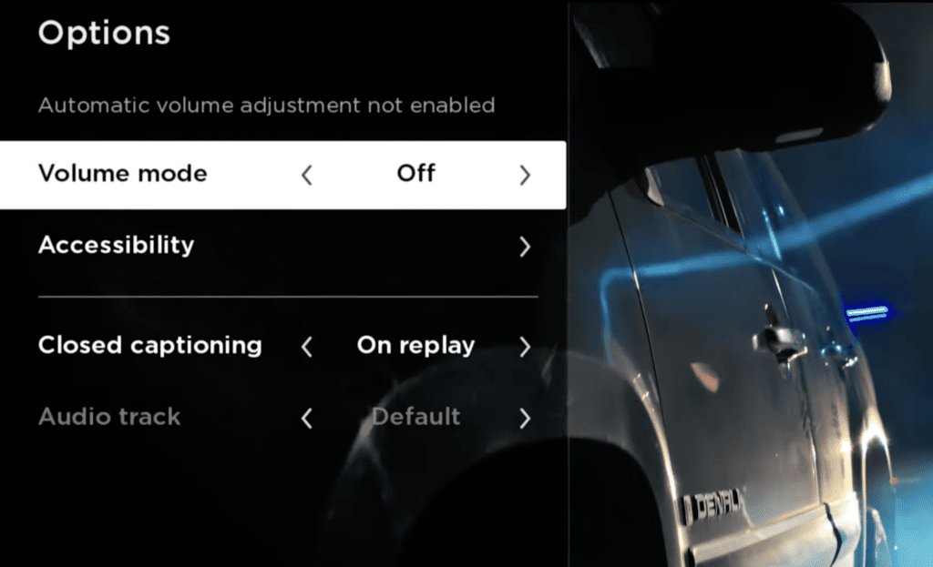Photo of a turned off Volume mode feature on a Roku device
