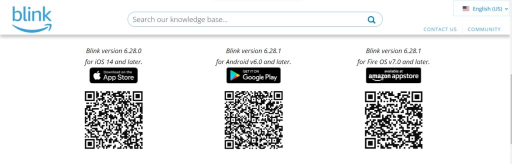 QR codes to dowwmpad blink camera