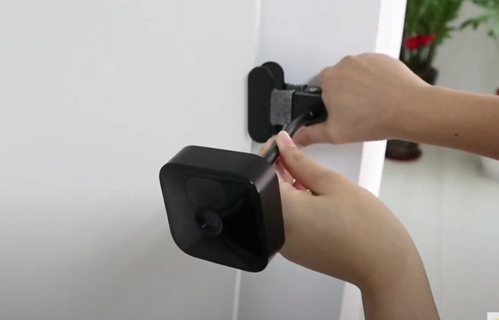 Blink camera mounted on a clip clamp