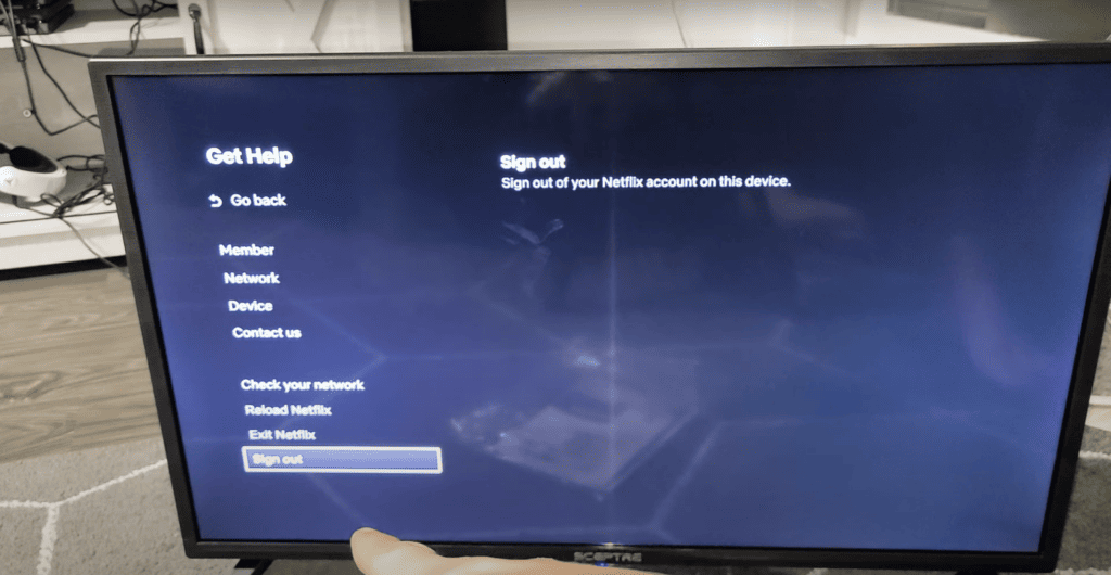 Signing out the Netflix account in Samsung TV