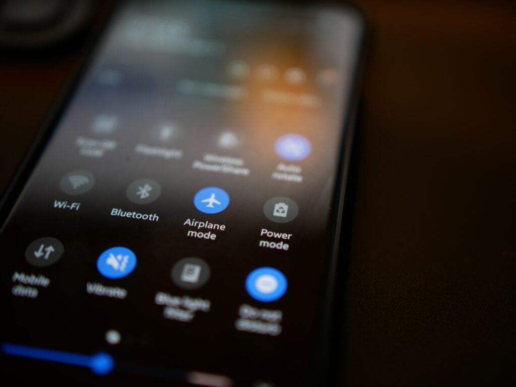 Airplane mode turned on in a mobile phone