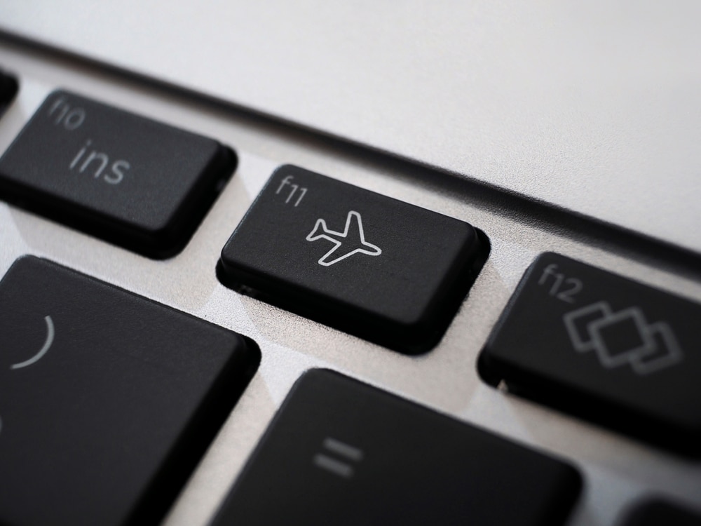 Airplane mode on a laptop keyboard
