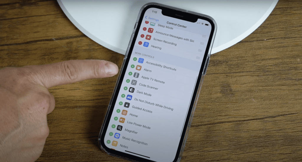Adding the Apple TV remote in control center of an iPhone