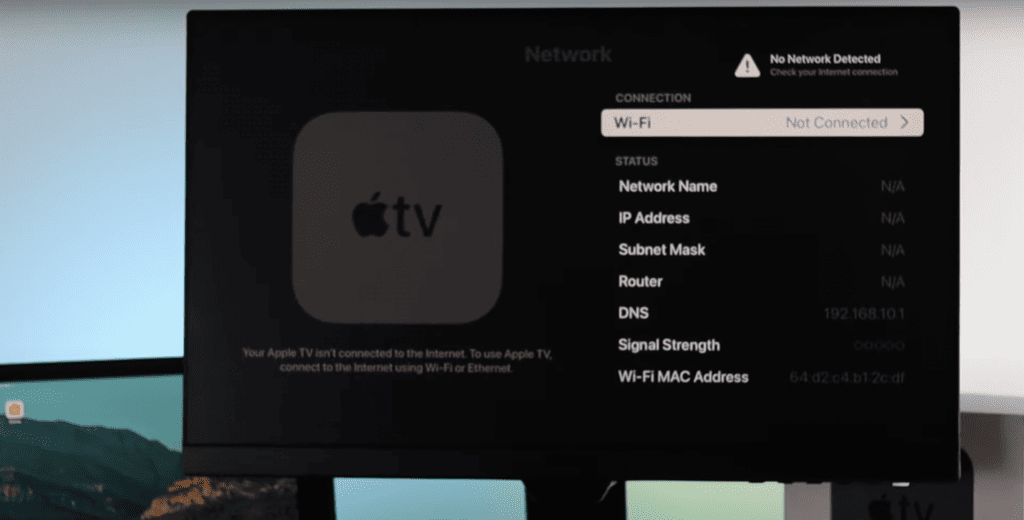 Apple TV not connected on WiFi