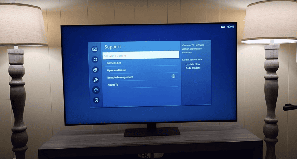 updating the software of Samsung TV