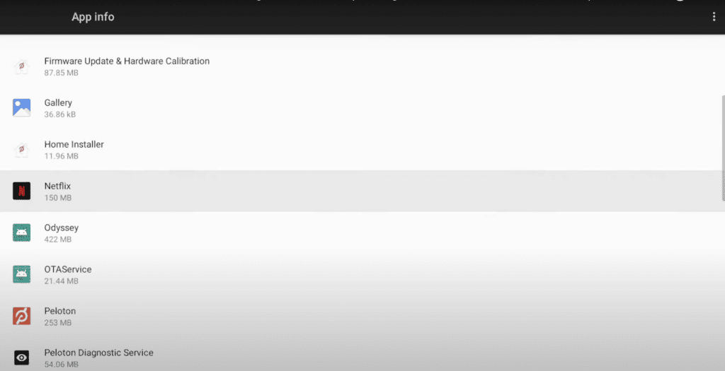 Netflix used to play the Peloton app