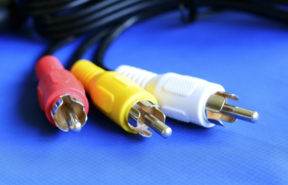 Cable of the Samsung TV on a blue table