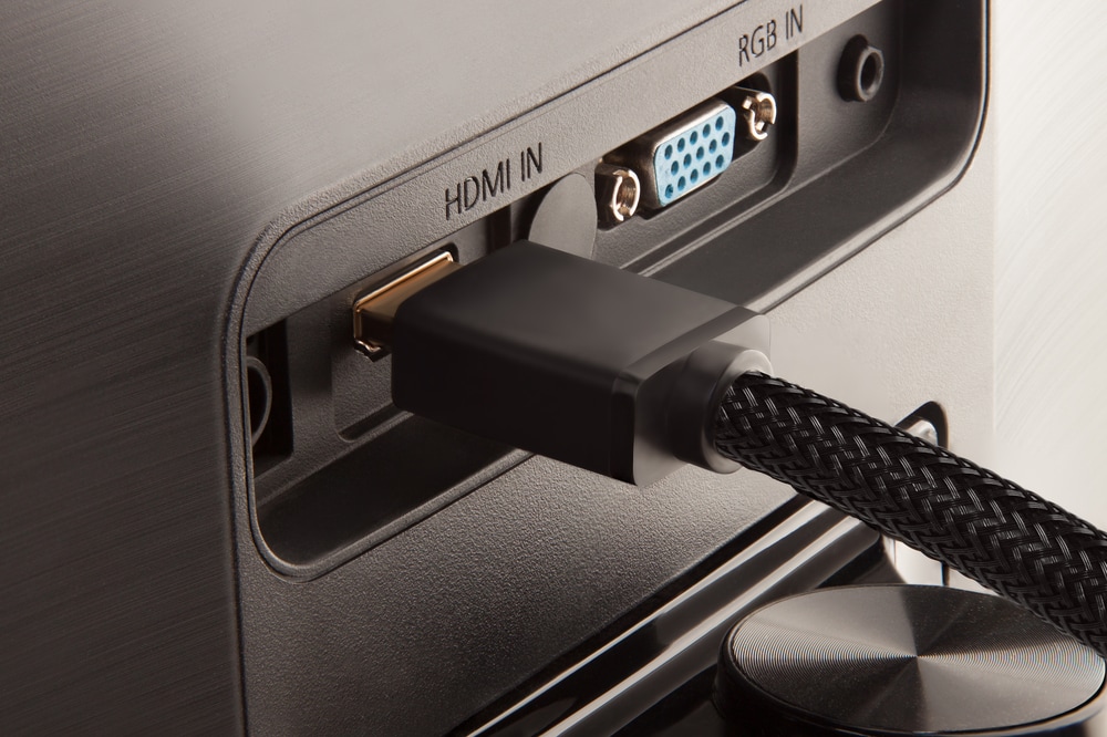 Close up photo of the HDMI insert in the Samsung TV