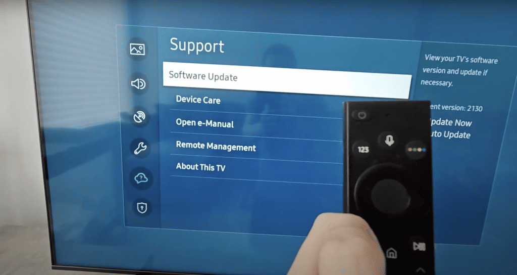 Checking the software update in Samsung TV