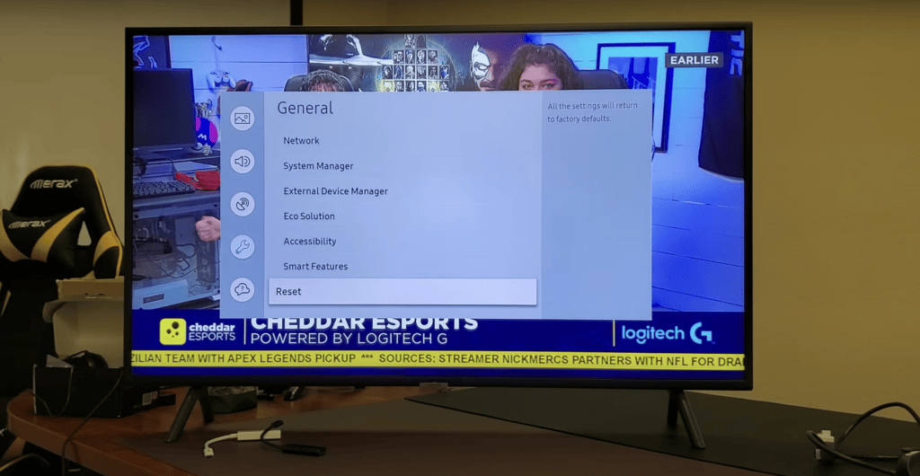 Factory reset the Samsung TV