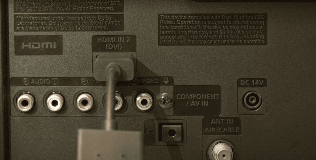 HDMi plugged in on the back of the TV