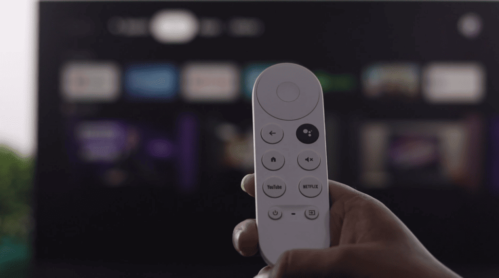 close up of a Chromecast remote
